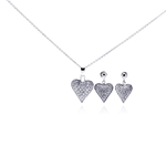 wholesale 925 sterling silver heart stud dangling earring & necklace set