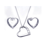 wholesale 925 sterling silver open heart stud earring & necklace set