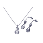 wholesale 925 sterling silver twisted circle round stud earring & necklace set