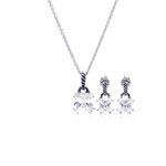 wholesale 925 sterling silver princess cut dangling stud earring & necklace set