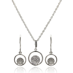 wholesale 925 sterling silver open circle micro pave hook earring & necklace set