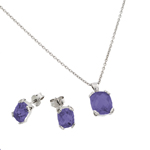 wholesale 925 sterling silver amethyst cz stud earring & necklace set