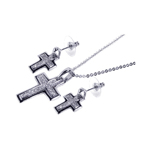 wholesale 925 sterling silver inlay cross dangling stud earring & dangling necklace set