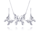 wholesale 925 sterling silver filigree butterfly hook earring & necklace set