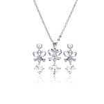 wholesale 925 sterling silver blow hanging stud earring & necklace set