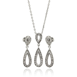 wholesale 925 sterling silver open teardrop dangling stud earring & dangling necklace set