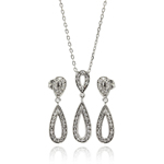 wholesale 925 sterling silver open teardrop dangling stud earring & dangling necklace set