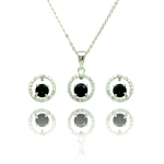 wholesale 925 sterling silver green round open circle stud earring & dangling necklace set