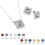 wholesale 925 sterling silver square cluster birthstone set