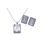 wholesale 925 sterling silver square stud earring & necklace set
