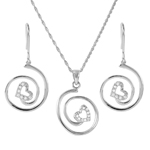 wholesale 925 sterling silver swirl heart set