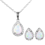 wholesale 925 sterling silver pear opal earring & necklace set