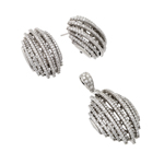 wholesale 925 sterling silver puffed button stud earring & dangling necklace set