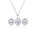 wholesale 925 sterling silver flower outline stud earring & necklace set