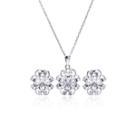 wholesale 925 sterling silver flower outline stud earring & necklace set