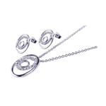wholesale 925 sterling silver open circle stud earring & necklace set