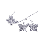 wholesale 925 sterling silver butterfly hook earring & necklace set