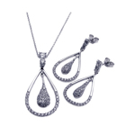 wholesale 925 sterling silver open teardrop dangling stud earring & necklace set