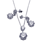 wholesale 925 sterling silver round dangling earring & necklace set