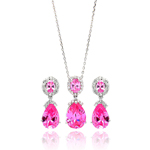 wholesale 925 sterling silver teardrop dangling stud earring & dangling necklace set