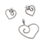 wholesale 925 sterling silver open heart stud earring & necklace set