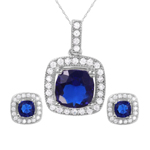 wholesale 925 sterling silver square blue set